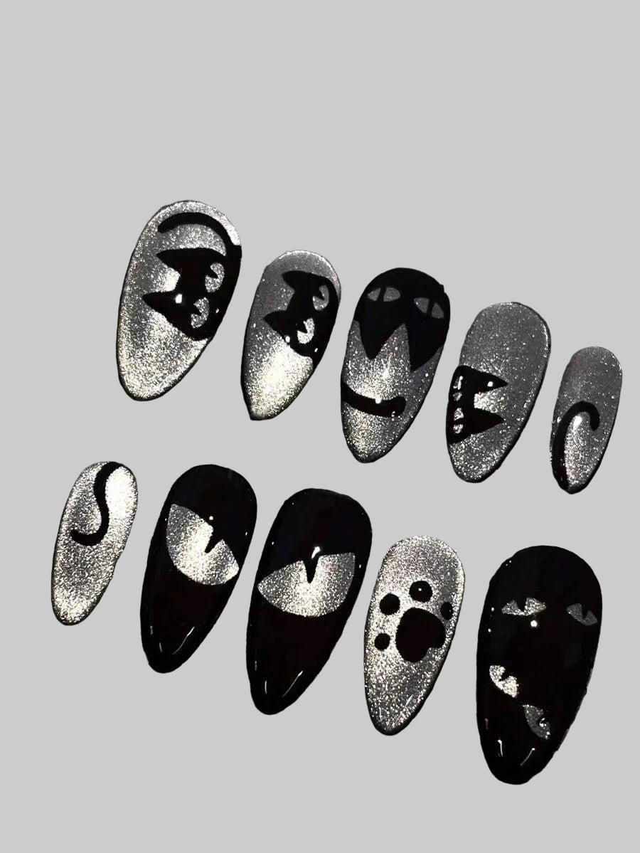 black cat eye nails