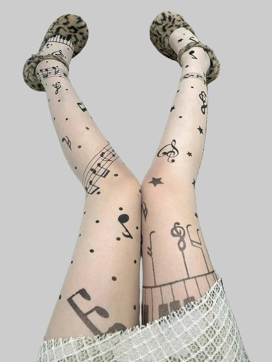 music notes tights