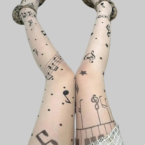 music notes tights