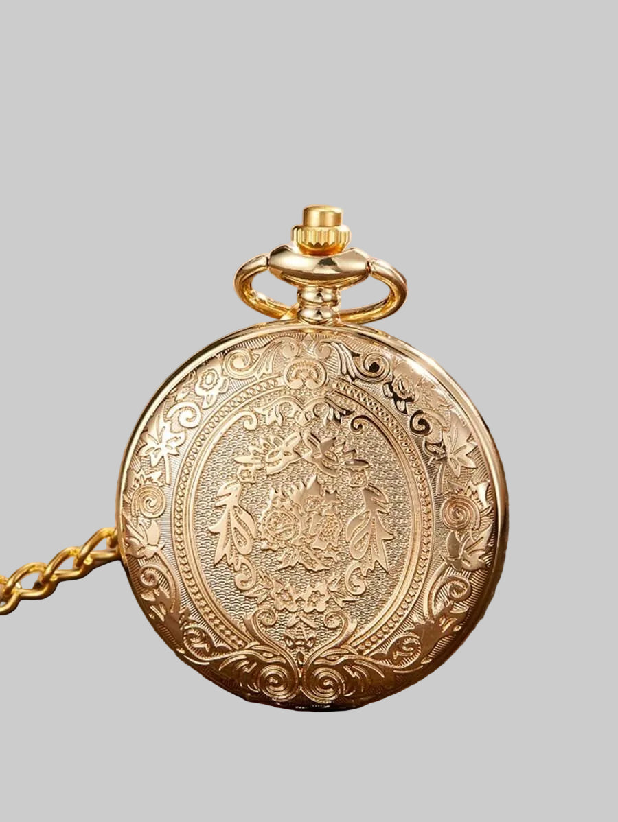 round gold pocket watch
