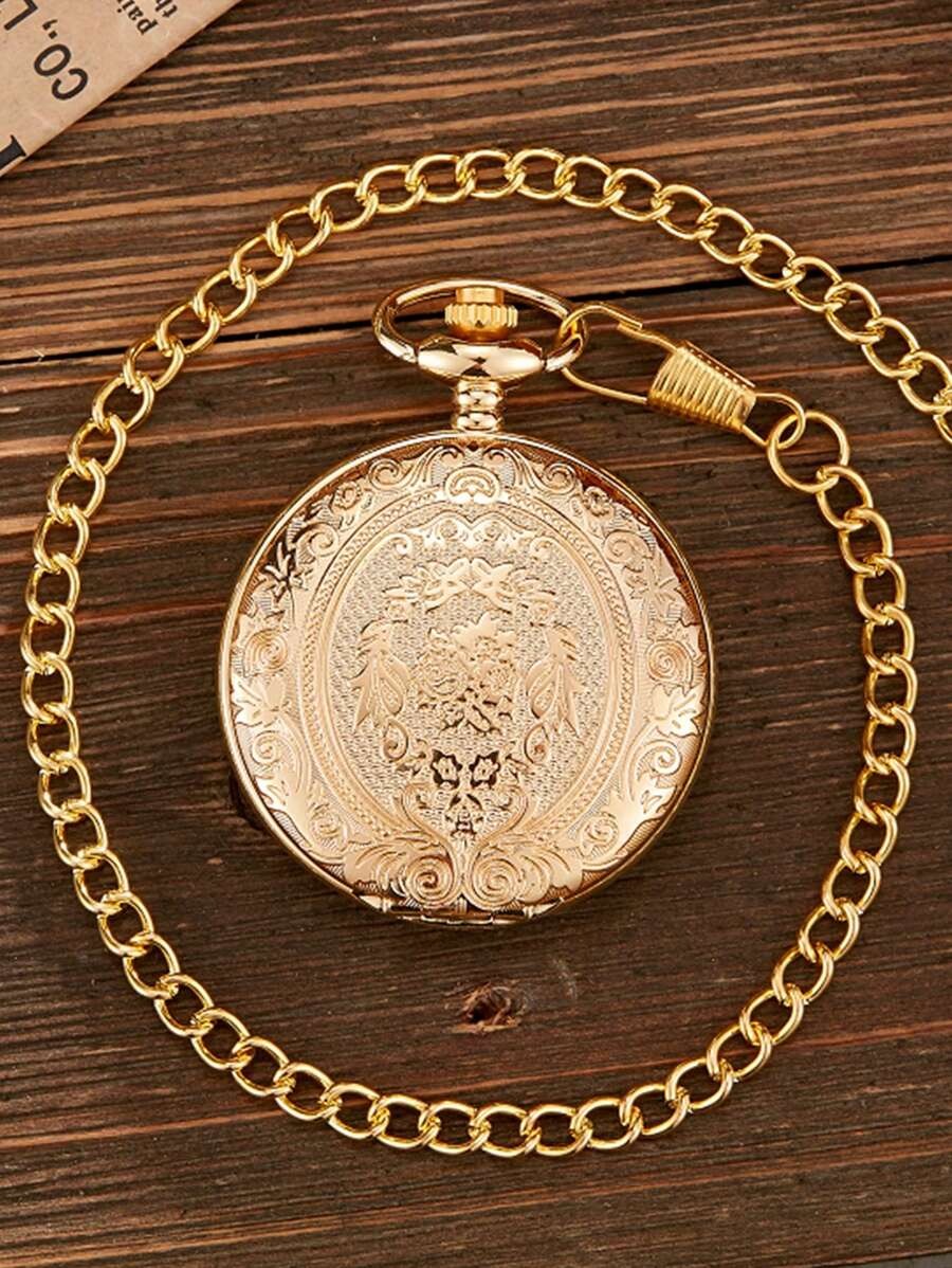 round gold pocket watch