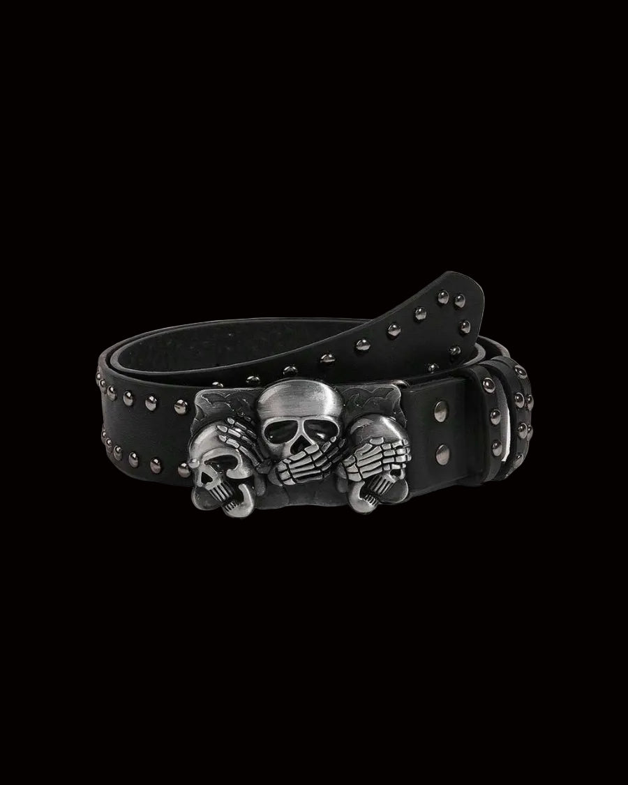 three skulls gothic belt