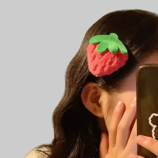 strawberry plush hair pin