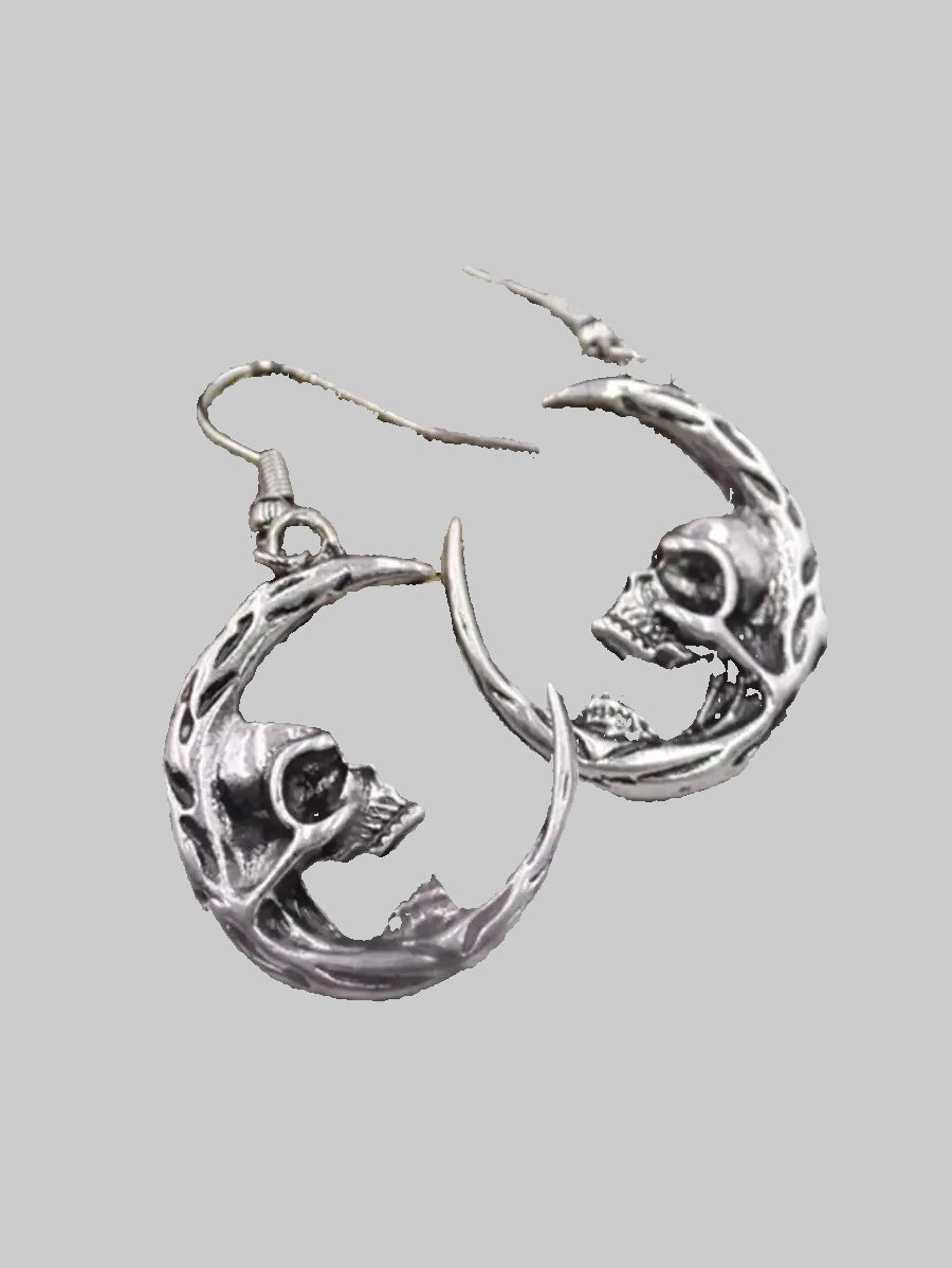 skull moon earrings