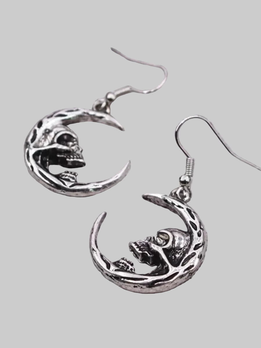 skull moon earrings