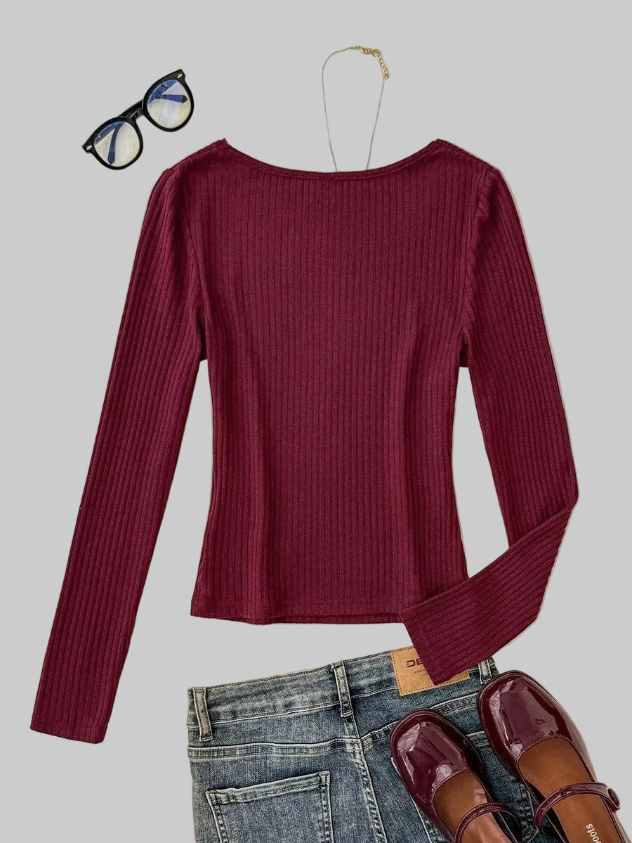 wine red lace bow top