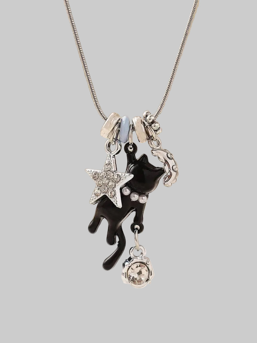 hanging cat charm necklace