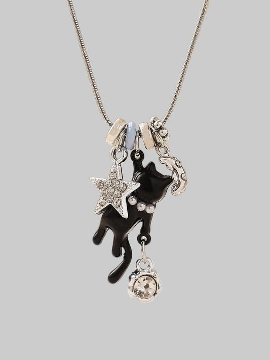 hanging cat charm necklace