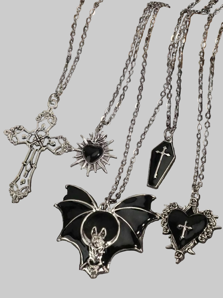 black gothic necklace set