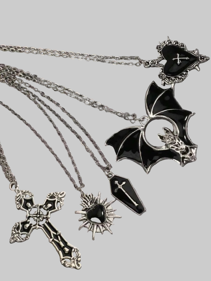 black gothic necklace set