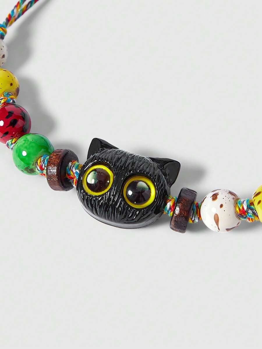 black cat beaded bracelet