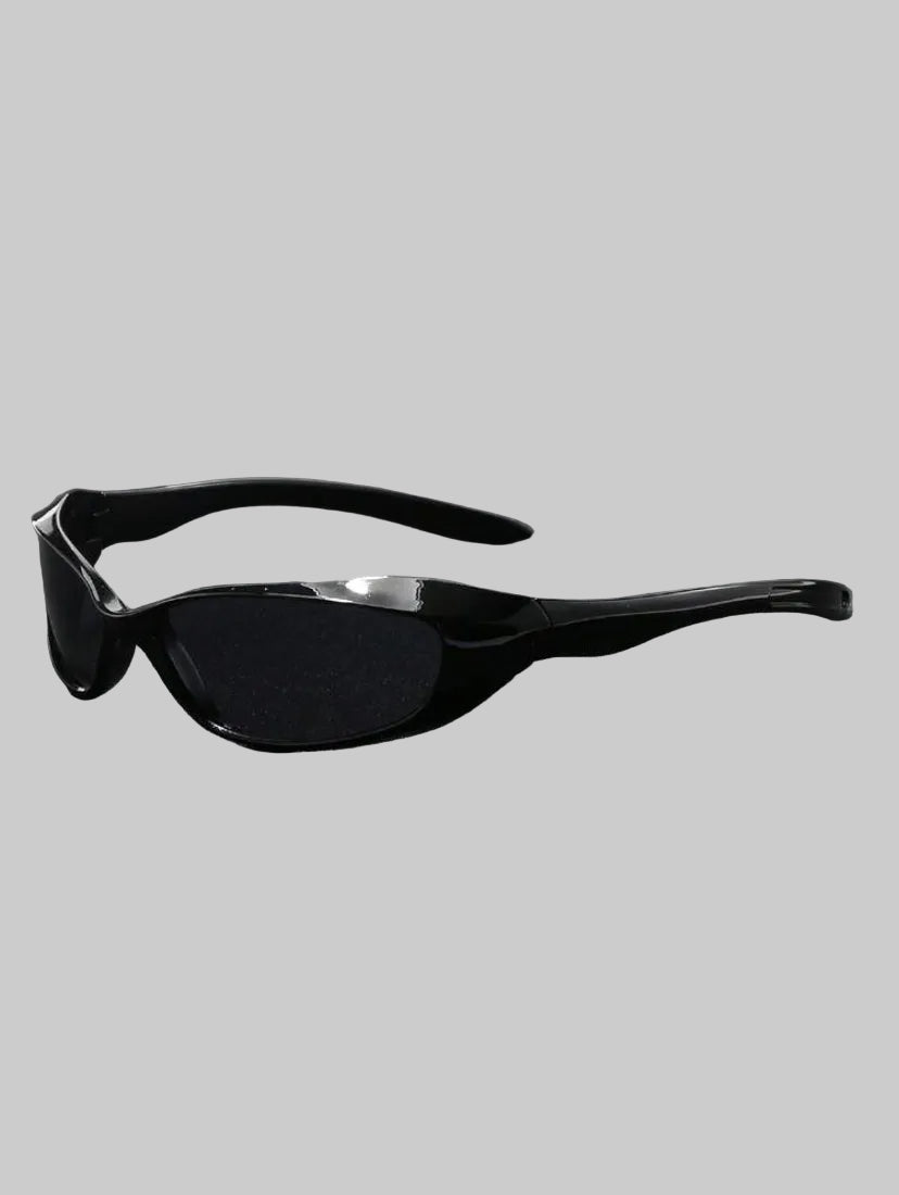y2k futuristic pure black glasses