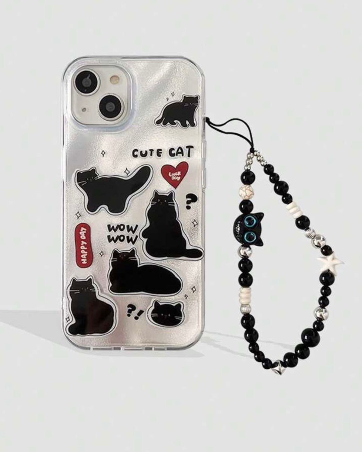 cute cat case + phone charm