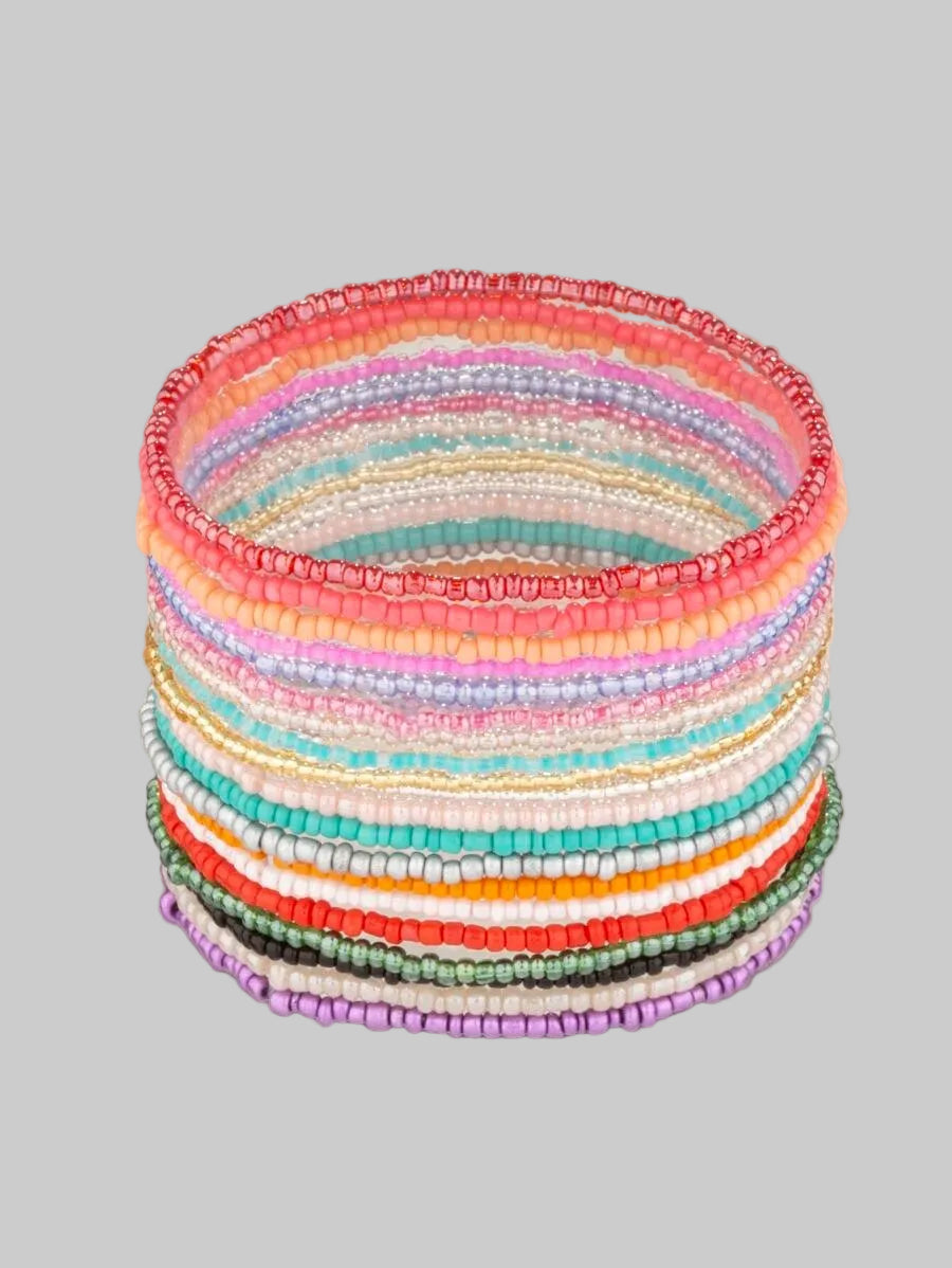 multicolor beaded bracelets (20 pcs)