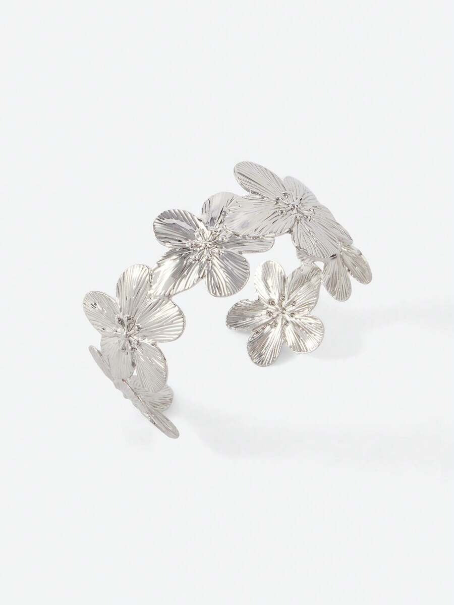 silver flower arm cuff