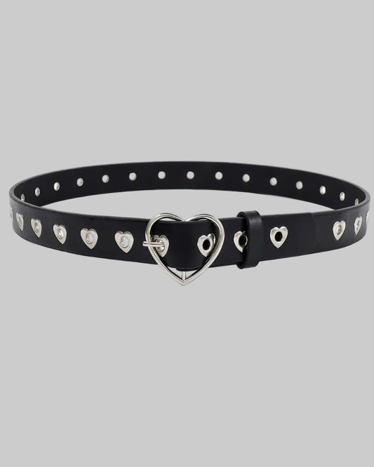 heart buckle black belt