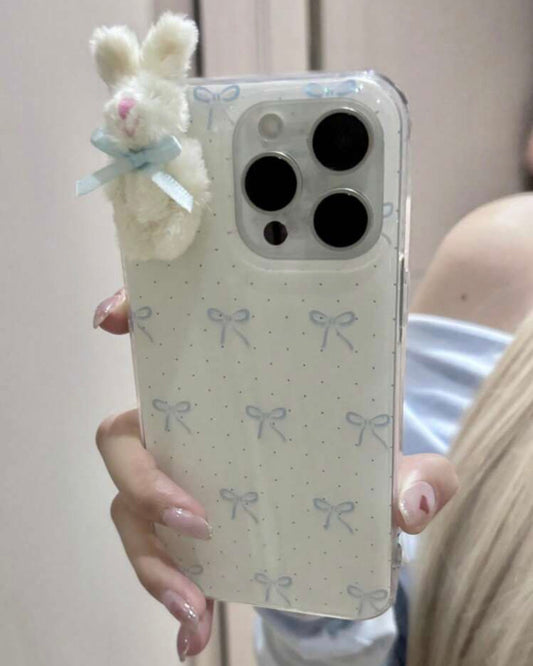 bow rabbit blue polka dots phone case