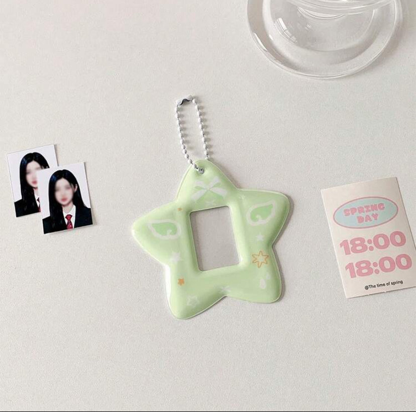 pastel star picture holder keychain
