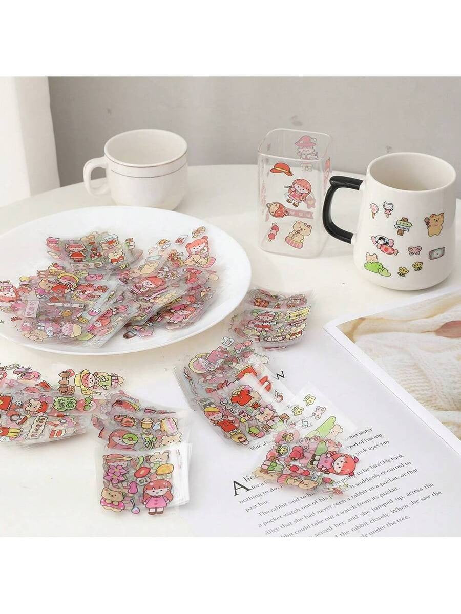 cute girl cartoon sticker sheets