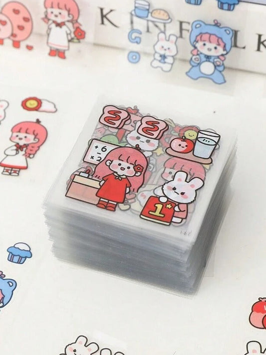 cute girl cartoon sticker sheets