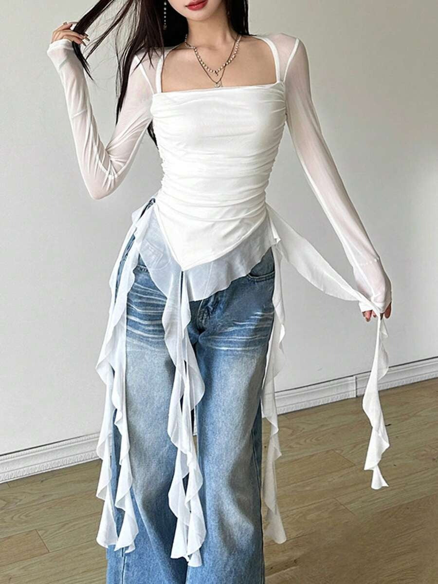 y2k ruffle top