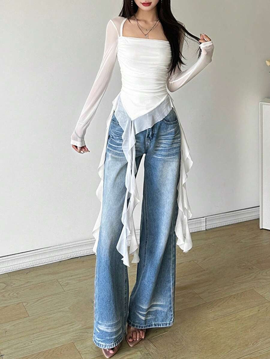 y2k ruffle top
