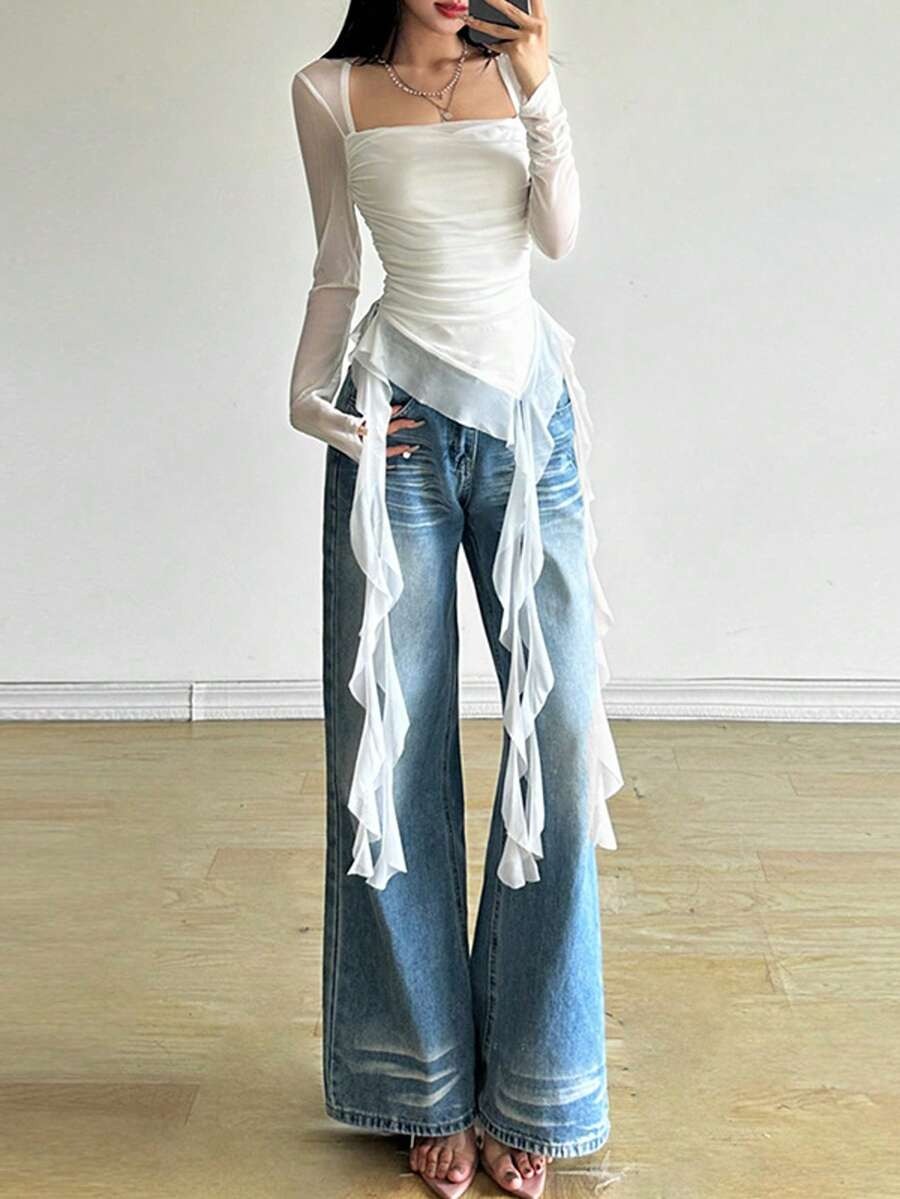 y2k ruffle top
