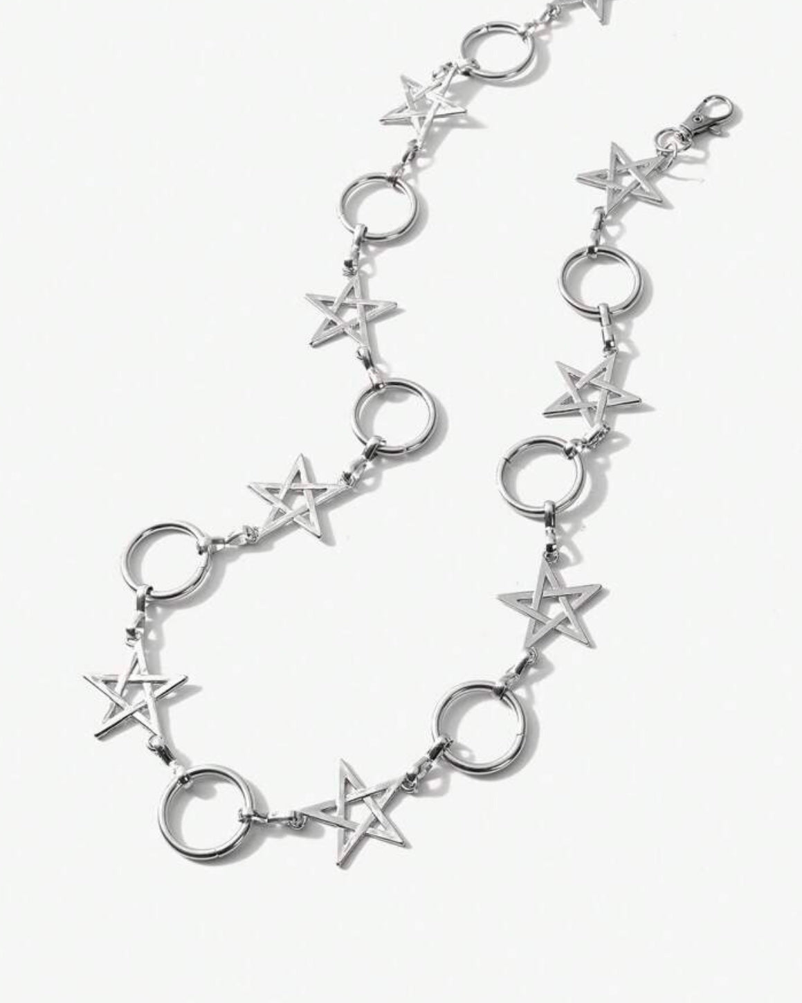 silver star circle waist chain