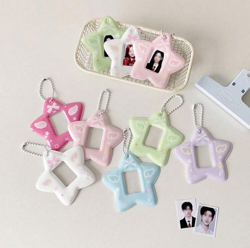 pastel star picture holder keychain