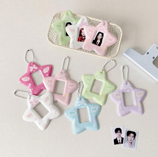 pastel star picture holder keychain