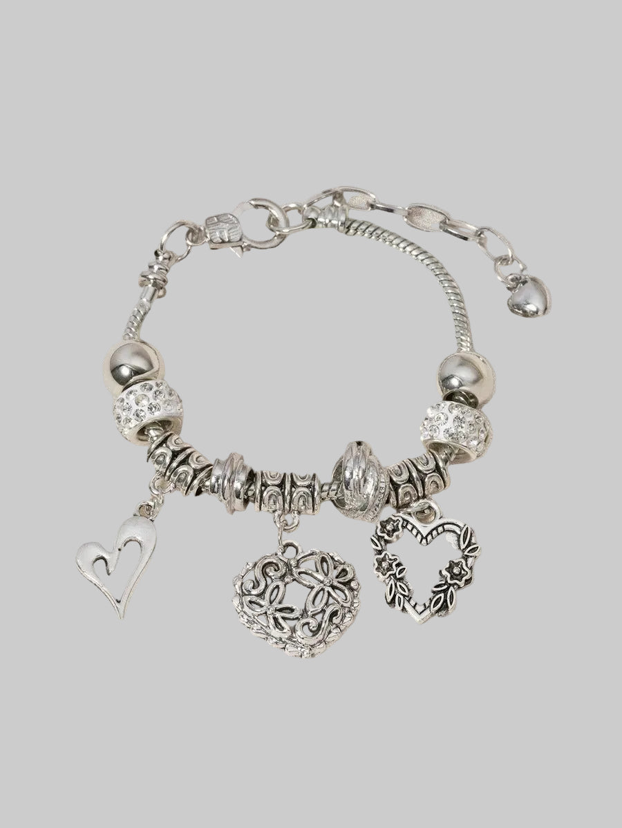 silver love link charm bracelet