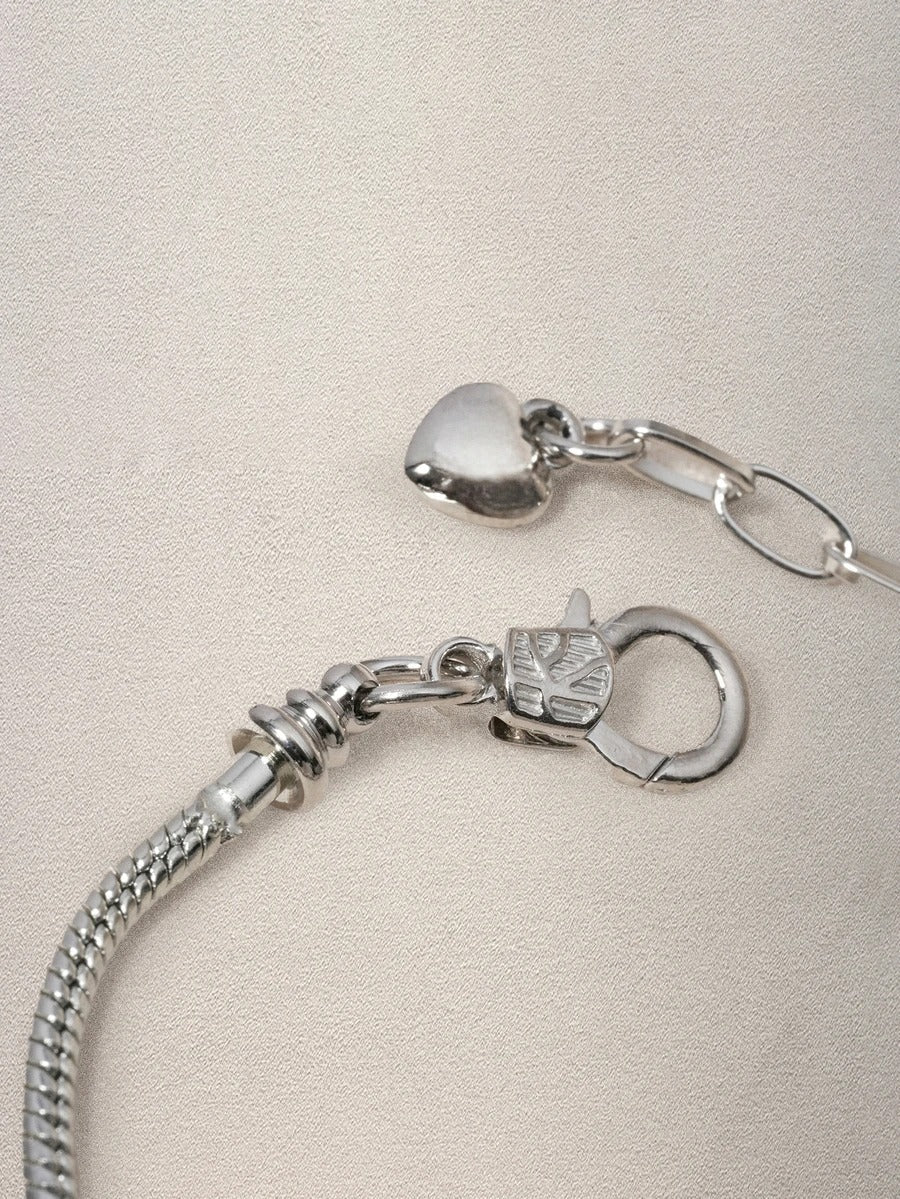 silver love link charm bracelet