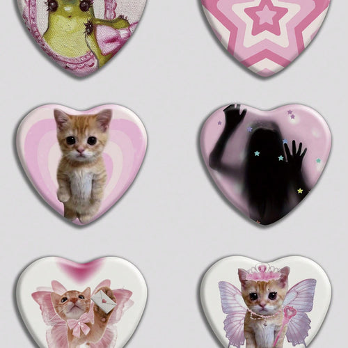 heart shaped pink badge