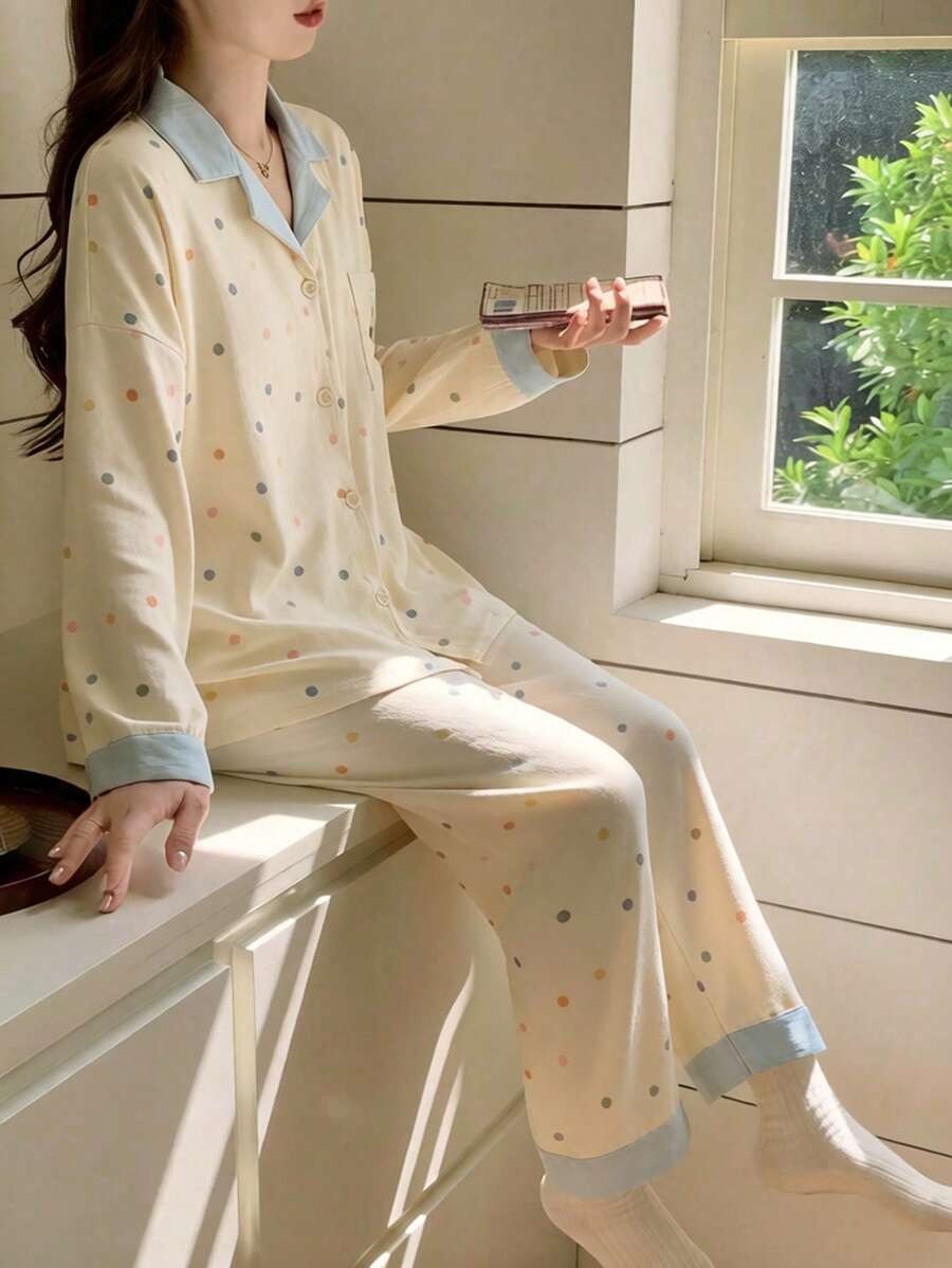 color dots dog pj set