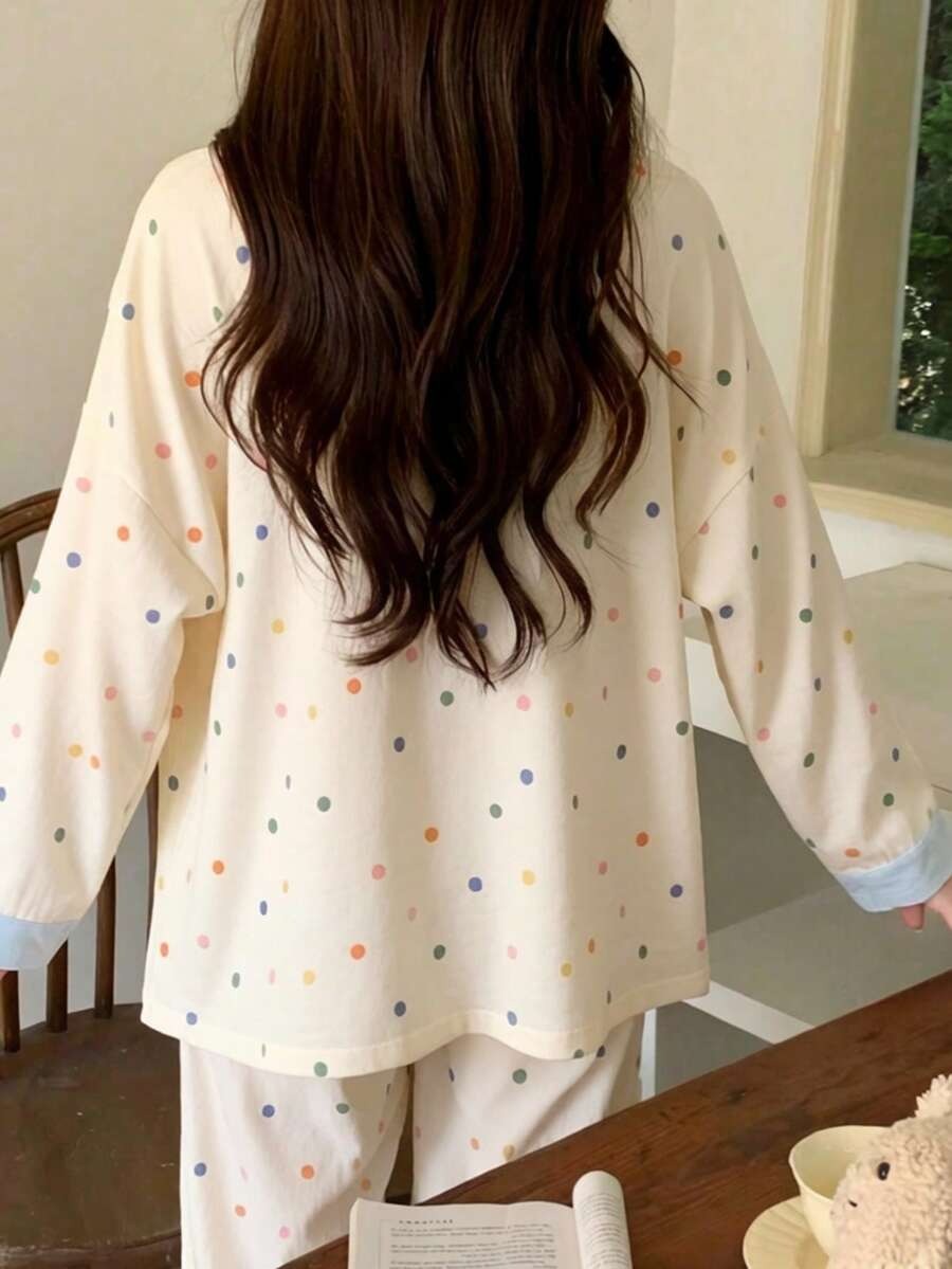 color dots dog pj set