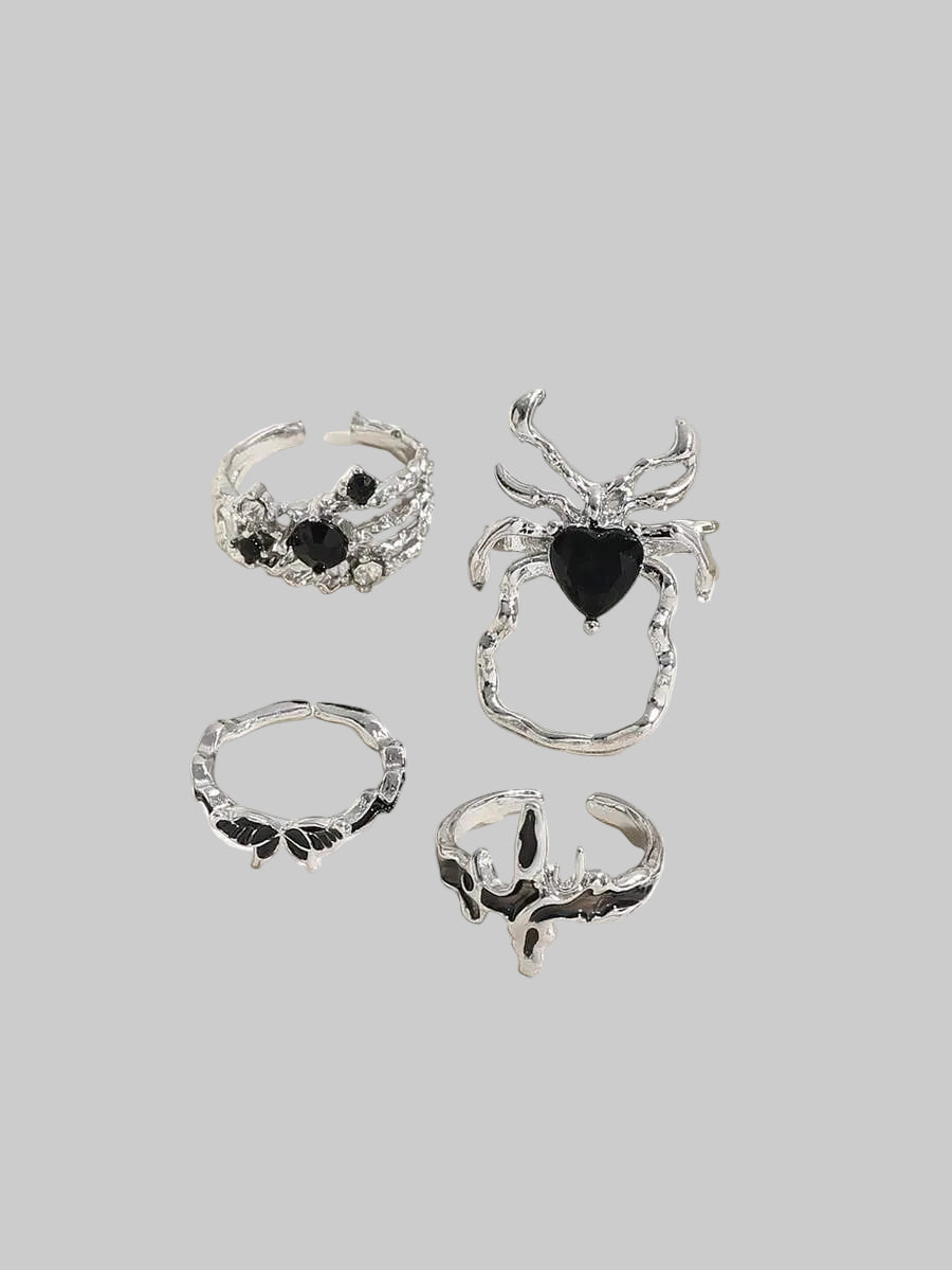 Dark Gothic Spider Ring Set