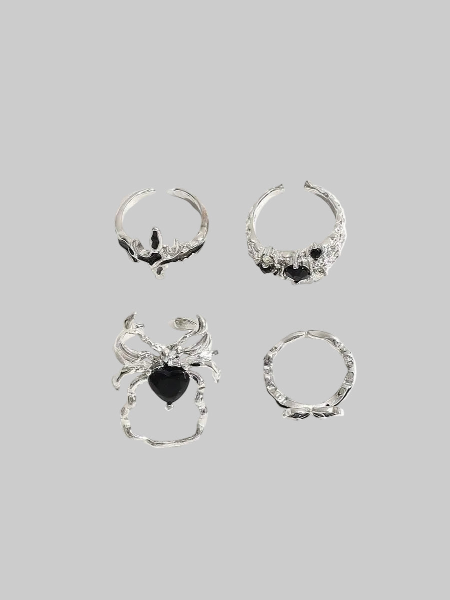 Dark Gothic Spider Ring Set
