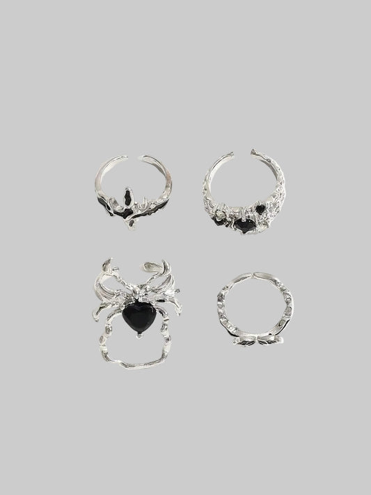 Dark Gothic Spider Ring Set
