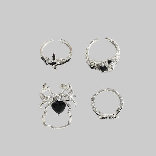 Dark Gothic Spider Ring Set