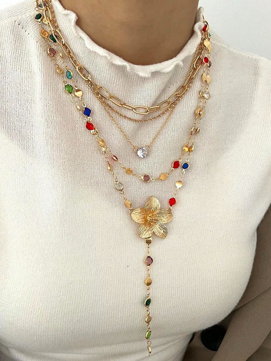 wildflower meadow layered necklaces set (5pcs)