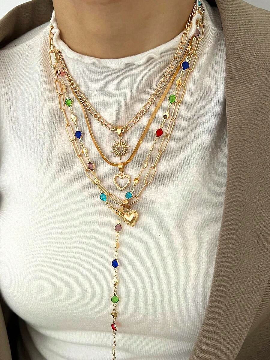 the love kaleidoscope layered necklaces set (4pcs)