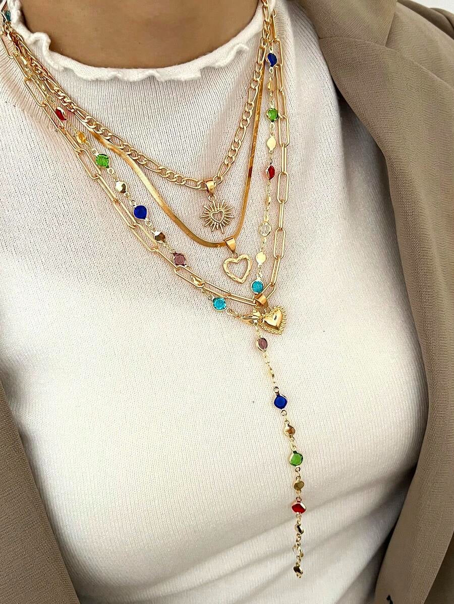 the love kaleidoscope layered necklaces set (4pcs)