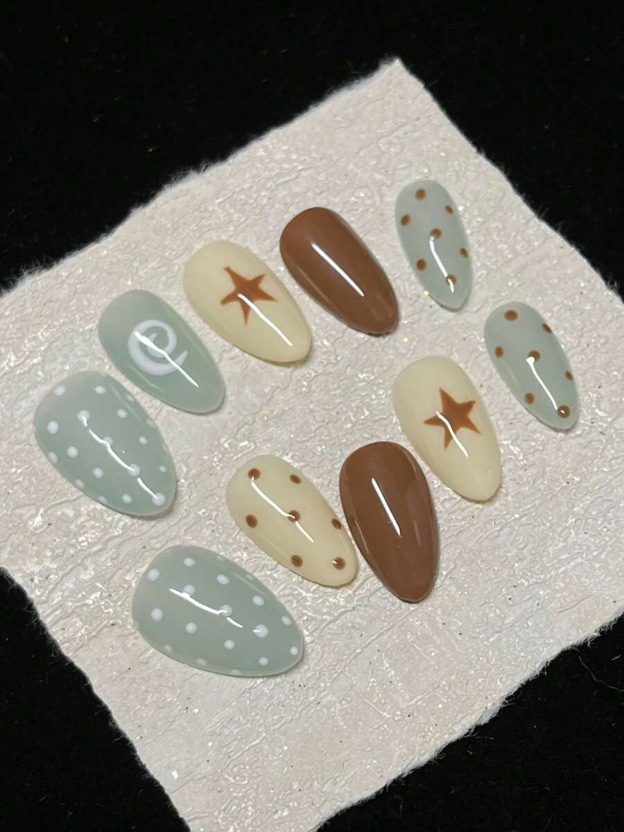 cream color nails set