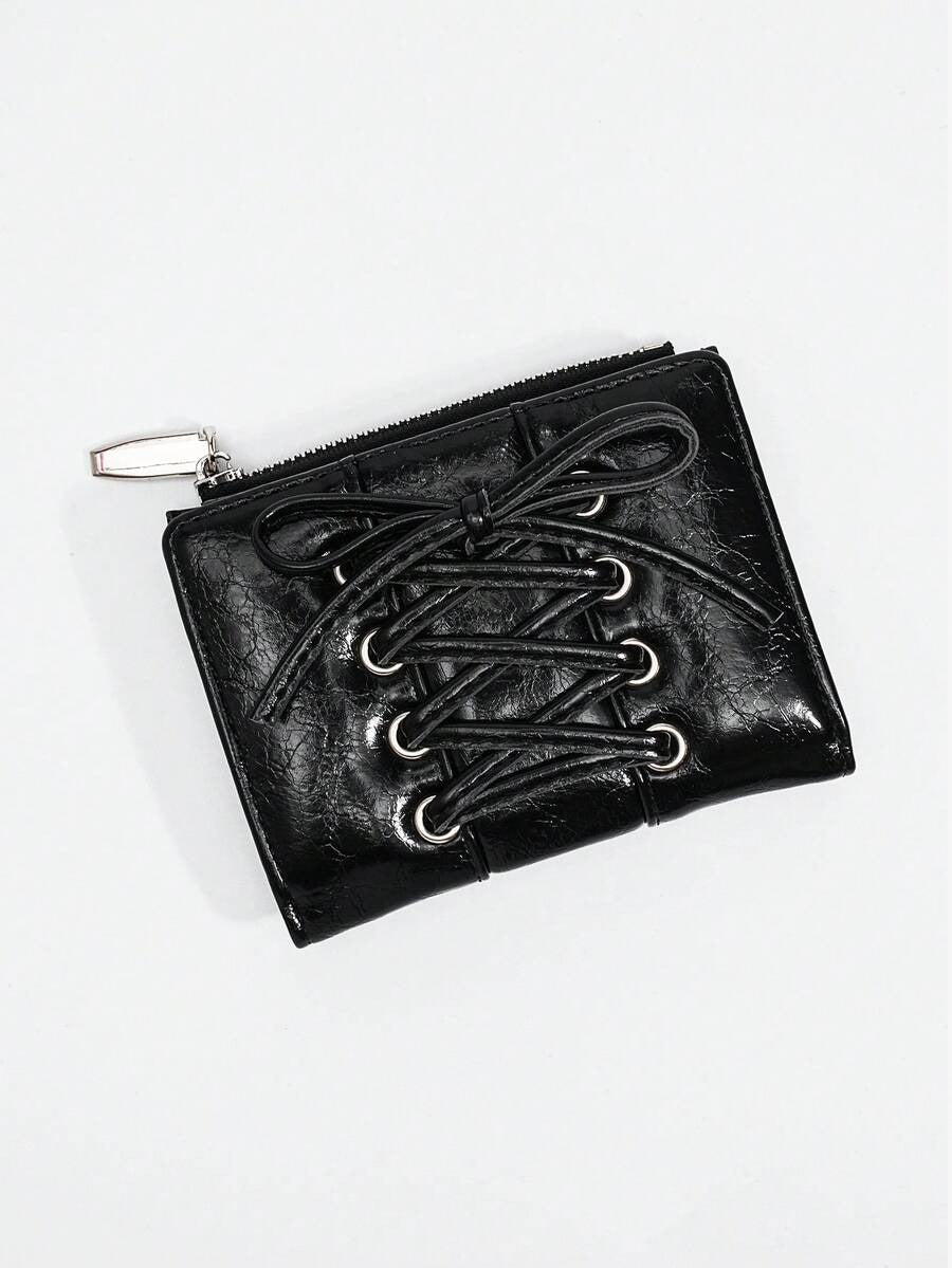 black leather zipper wallet