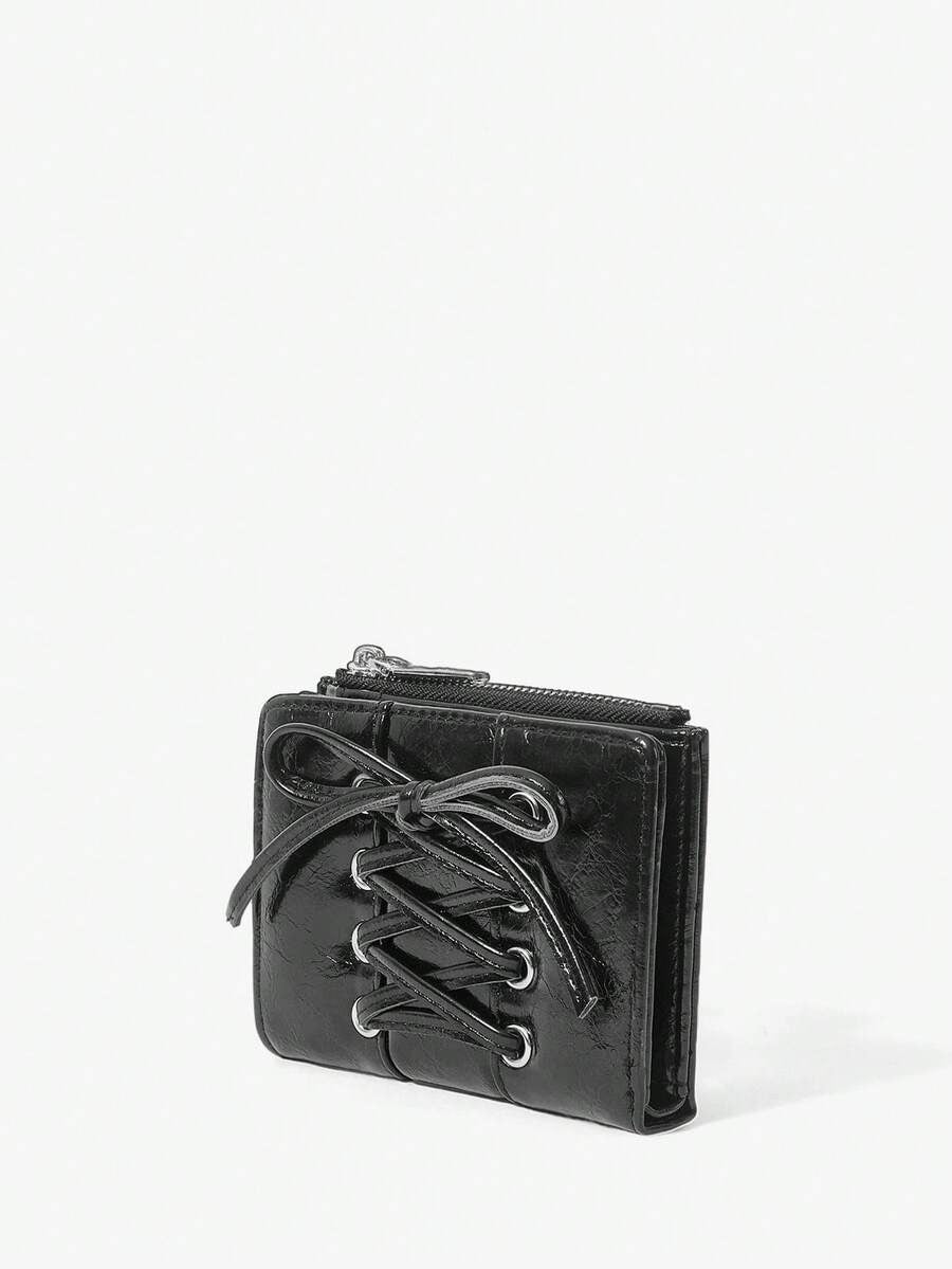 black leather zipper wallet