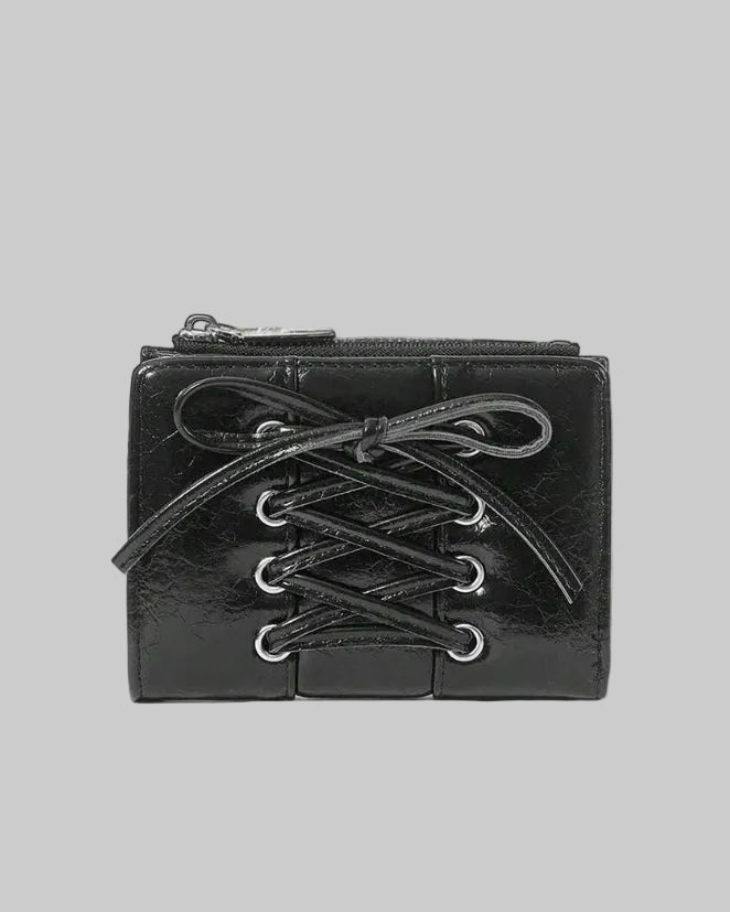 black leather zipper wallet