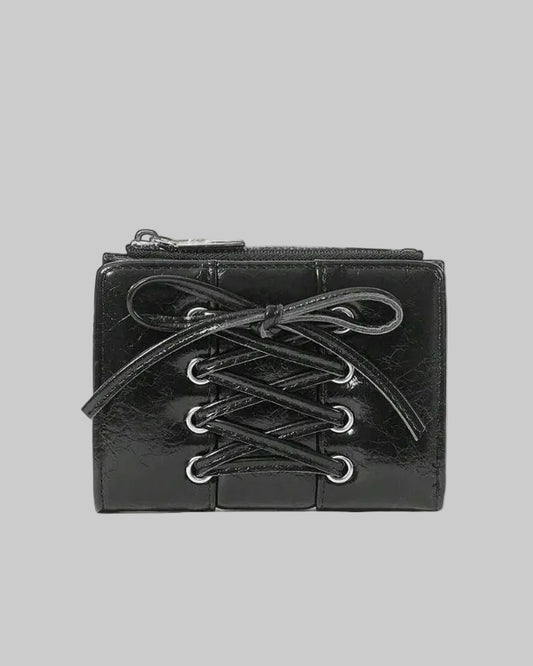 black leather zipper wallet