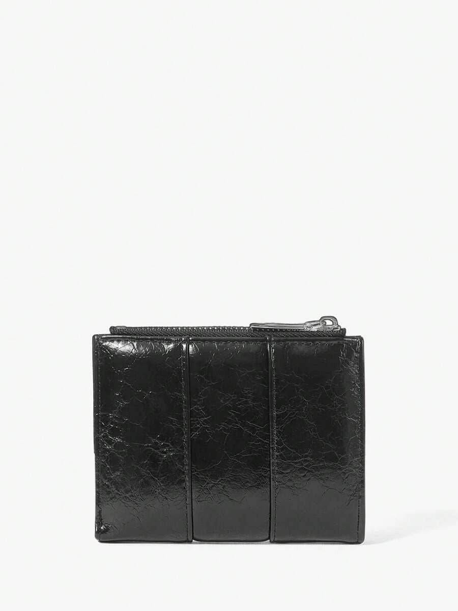 black leather zipper wallet