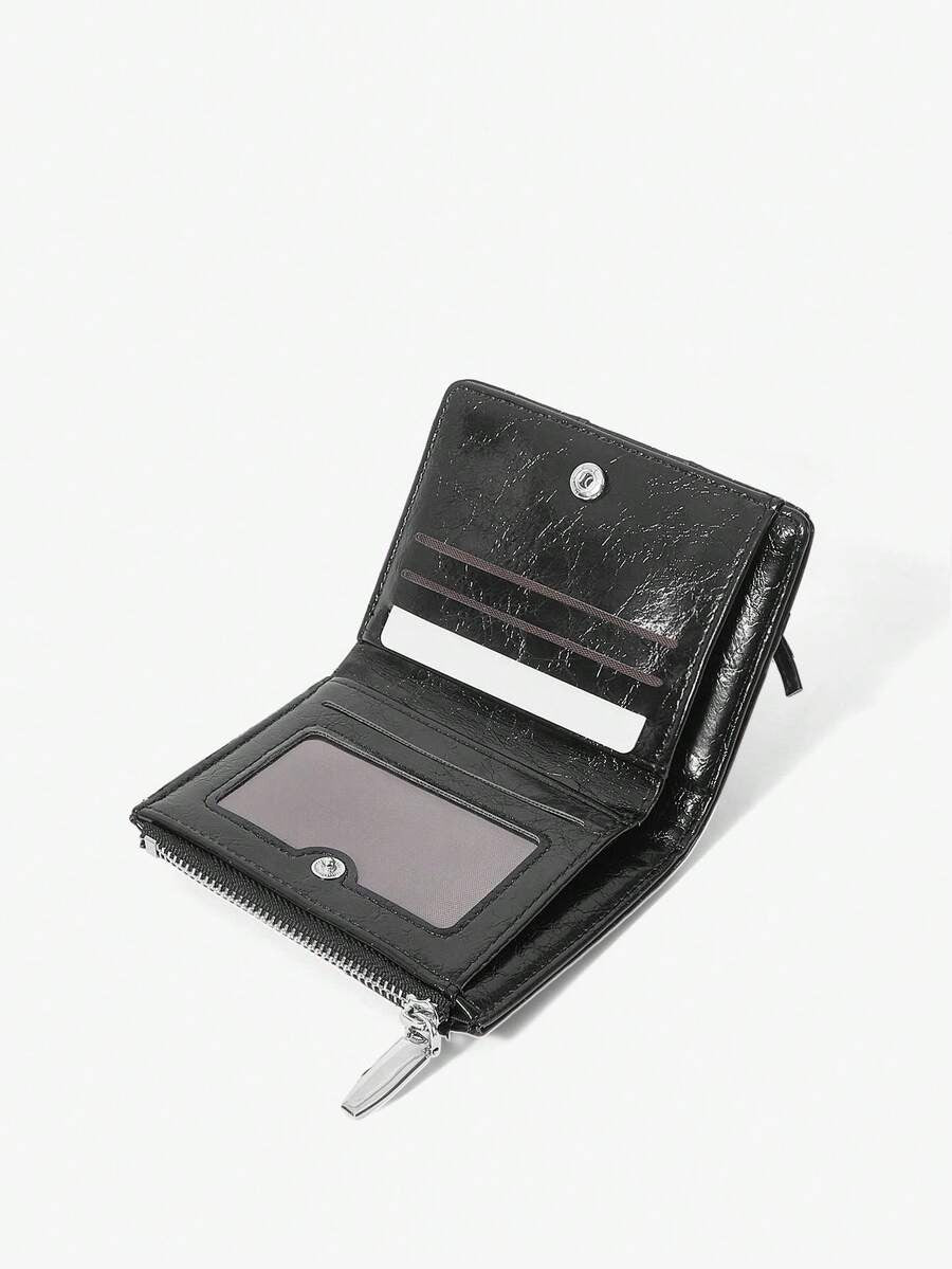 black leather zipper wallet