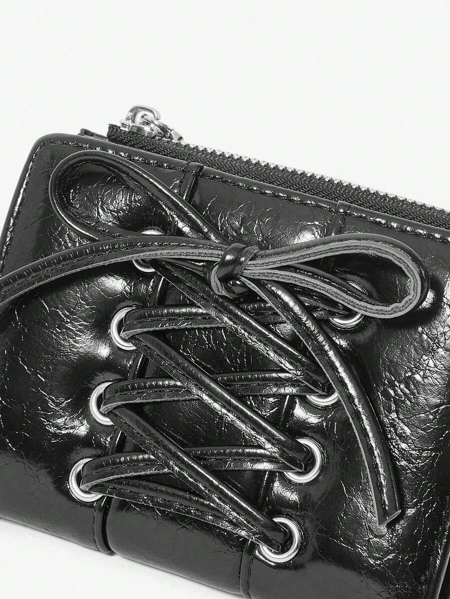 black leather zipper wallet